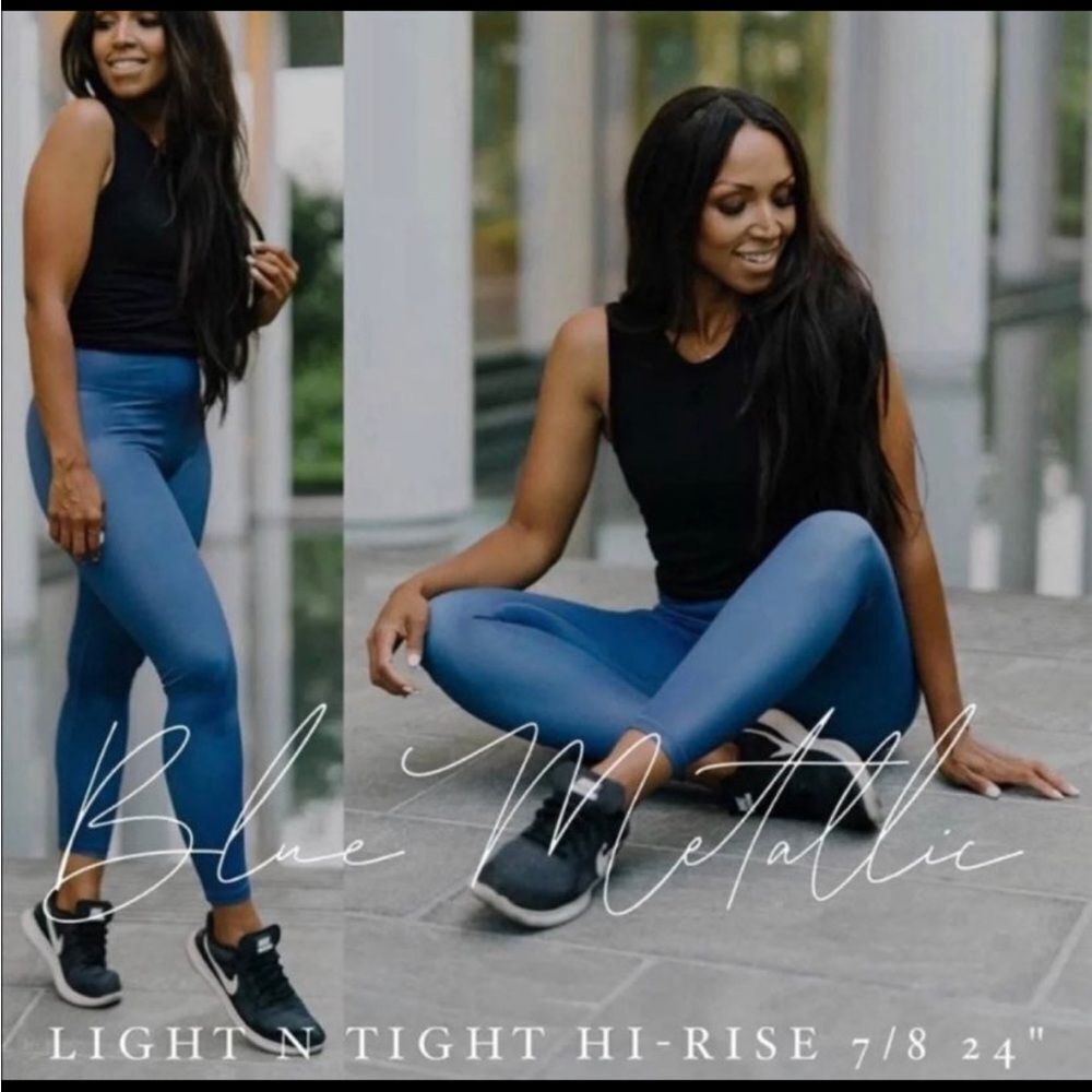 Zyia Active Metallic Blue Light N Tight Hi-Rise 7/8 Leggings